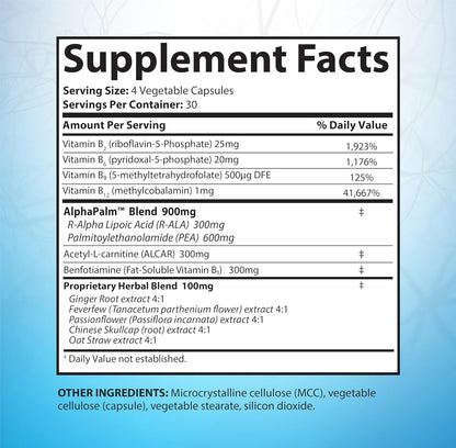 SciatiEase Sciatic Nerve Health Support Supplement - Nerve Support Formula with AlphaPalm, Pea, Vitamin B Complex, Alpha Lipoic Acid 300mg