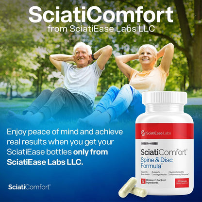 SciatiEase Sciati Comfort Spine and Disc Support Supplement Sciatic Nerve Health Support Supplement - VIT D3 K2, Aquamin, Calcium, Magnesium, Type II Collagen, Pea (Palm Collagen)